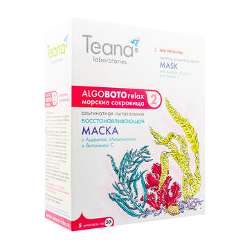 Teana "Морские сокровища" Альгинатная питательная восстанавливающая маска с Ацеролой, Миоксинолом и витамином С, 30гр